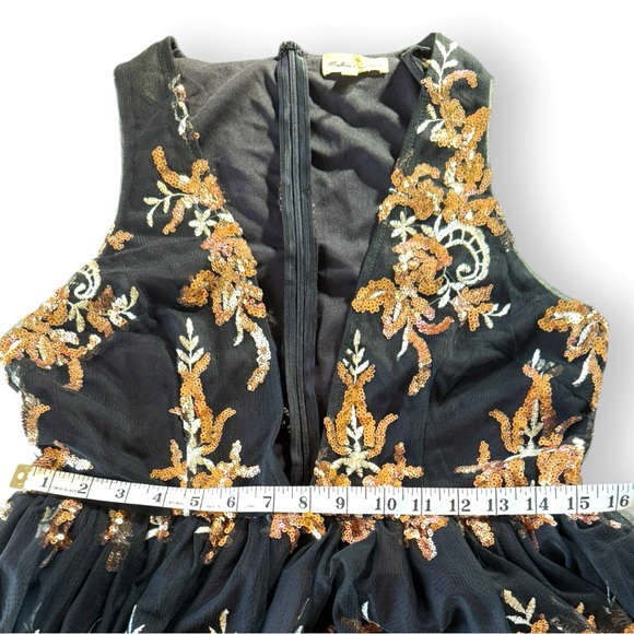 Southern Fried Chics Enchanted Nights Sequined Maxi Dress Size Medium Black - Picture 5 of 9